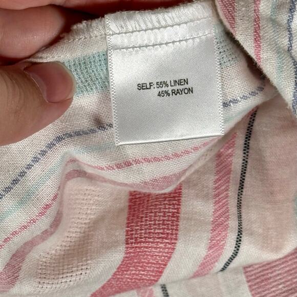 Jane and Delancey Women's 1X Linen Blend Roll Sleeve Button Front Blouse READ - Picture 6 of 12